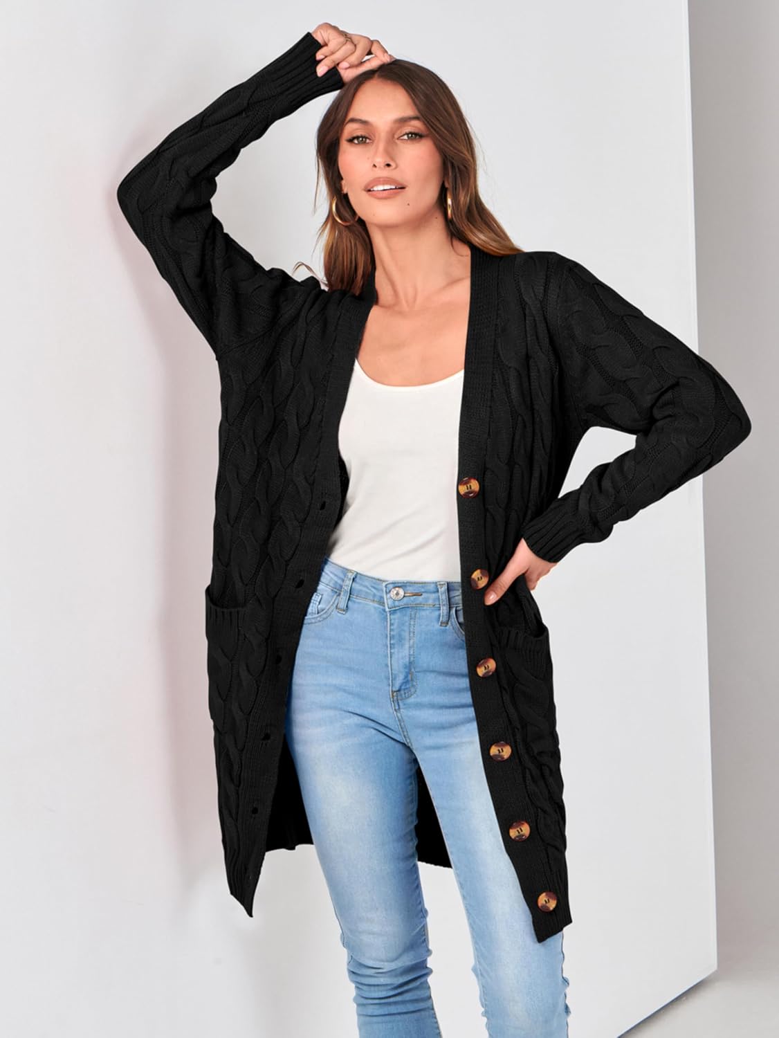 Thumbnail 2 de PRETTYGARDEN Long Cable Knit Cardigan 2025