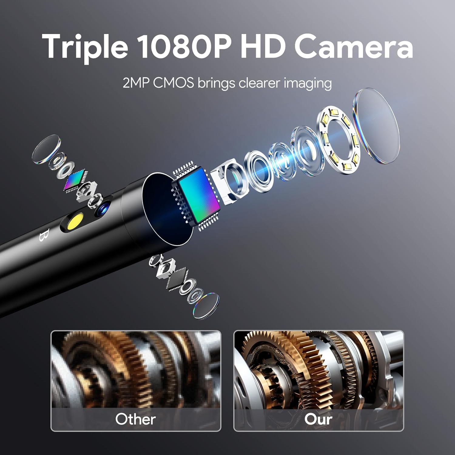 Thumbnail 3 de DEPSTECH DS620TL-5M Triple-Lens Inspection Endoscope, 5-Inch IPS Screen