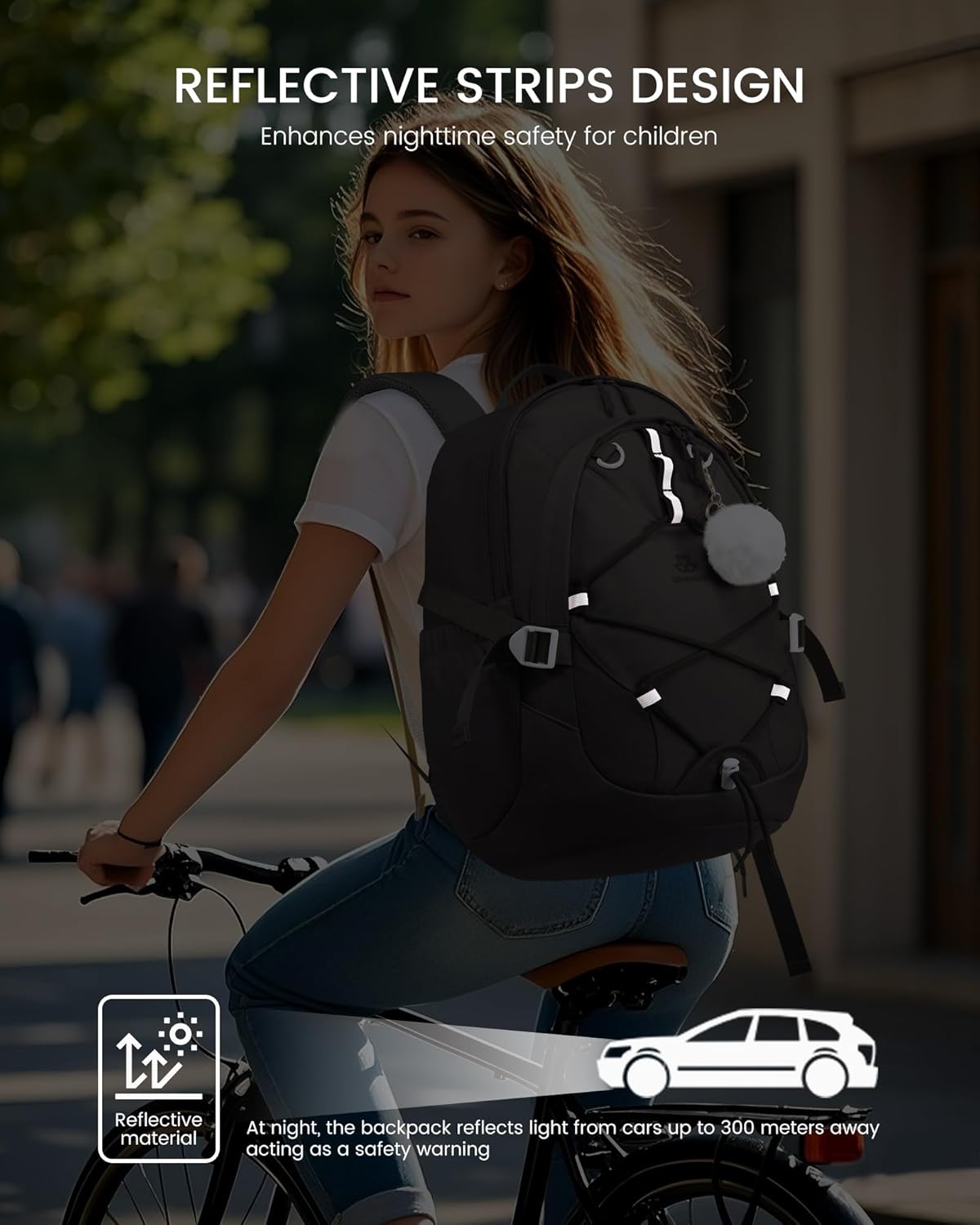 Detalle de LOVEVOOK Schulrucksack Teenager Mädchen Damen 17,3 Zoll – wasserabweisender Laptop-Rucksack mit Brustgurt und Anti-Diebstahl-Fach