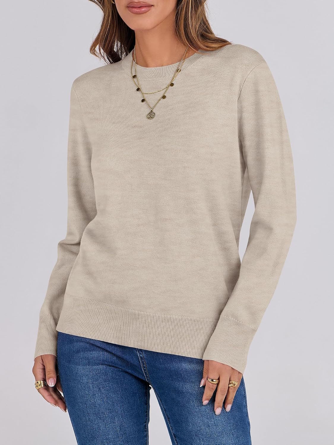 Detalle de ANRABESS Women's Long-Sleeve Lightweight Sweater, Loose Fit