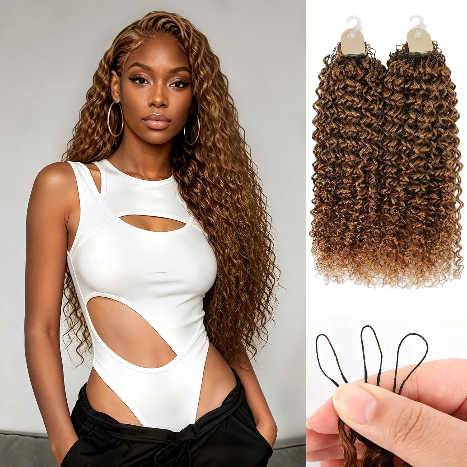 Human Crochet Hair for Black Women — 18 Inch Water Wave Bundles, Pre-Separated 50 Strands, 60g, Knotless Invisible Miracle Knots
