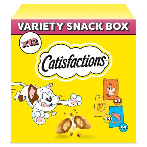 Detalle de Catisfactions Snack per Gatto – Confezione mista Pollo, Formaggio e Salmone (12 x 60 g)