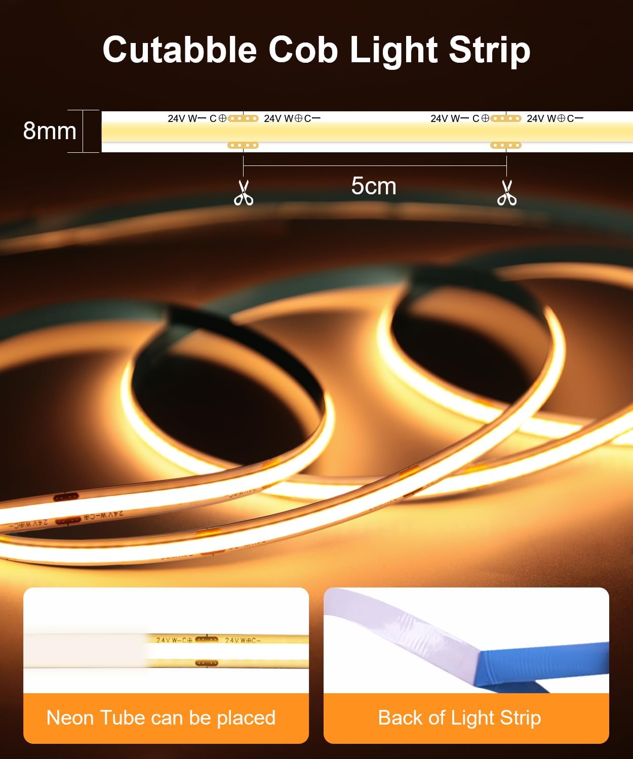 Thumbnail 3 de COB LED Strip Lights 5M tunable 24V