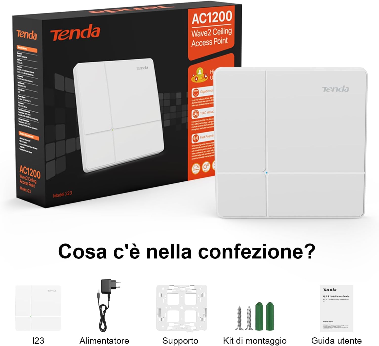 Thumbnail 6 de Tenda i23 AC1200 Wireless Access Point dual band con PoE+ 802.3at e gestione via app o web