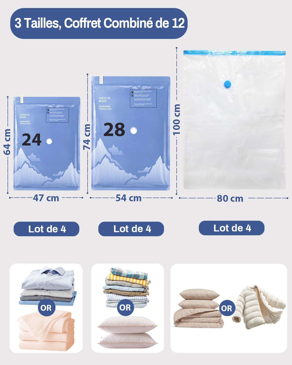 Detalle de Raplink Sac sous Vide Vetement avec Pompe Électrique et 12 Sacs de Rangement – Voyage, Déménagement et Rangement