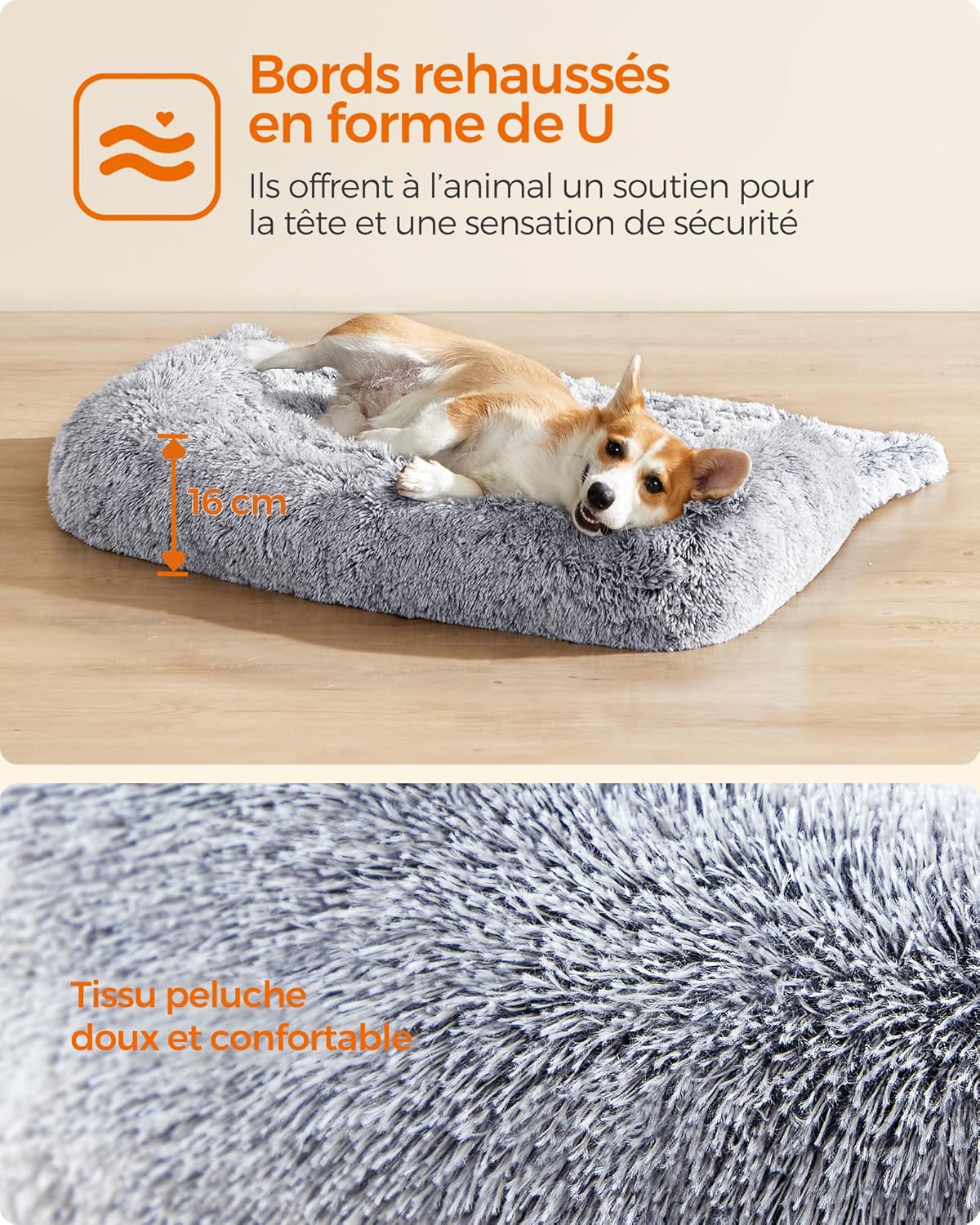 Thumbnail 3 de Feandrea FluffyHug : panier et couverture de protection en tissu peluche pour canapé (taille L, gris ombré)