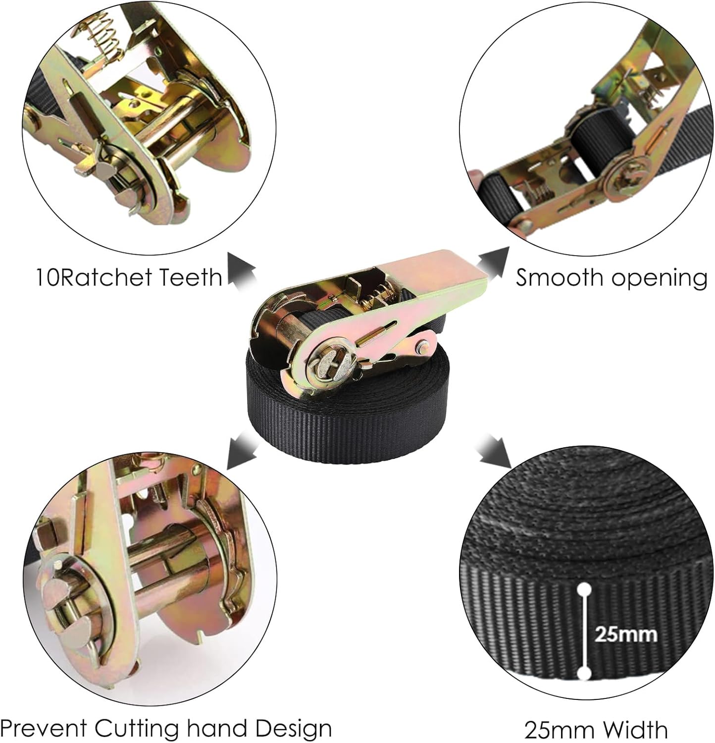 Detalle de 10 Pack Ratchet Tie Down Strap 6m, 800 kg cargo straps 🚚