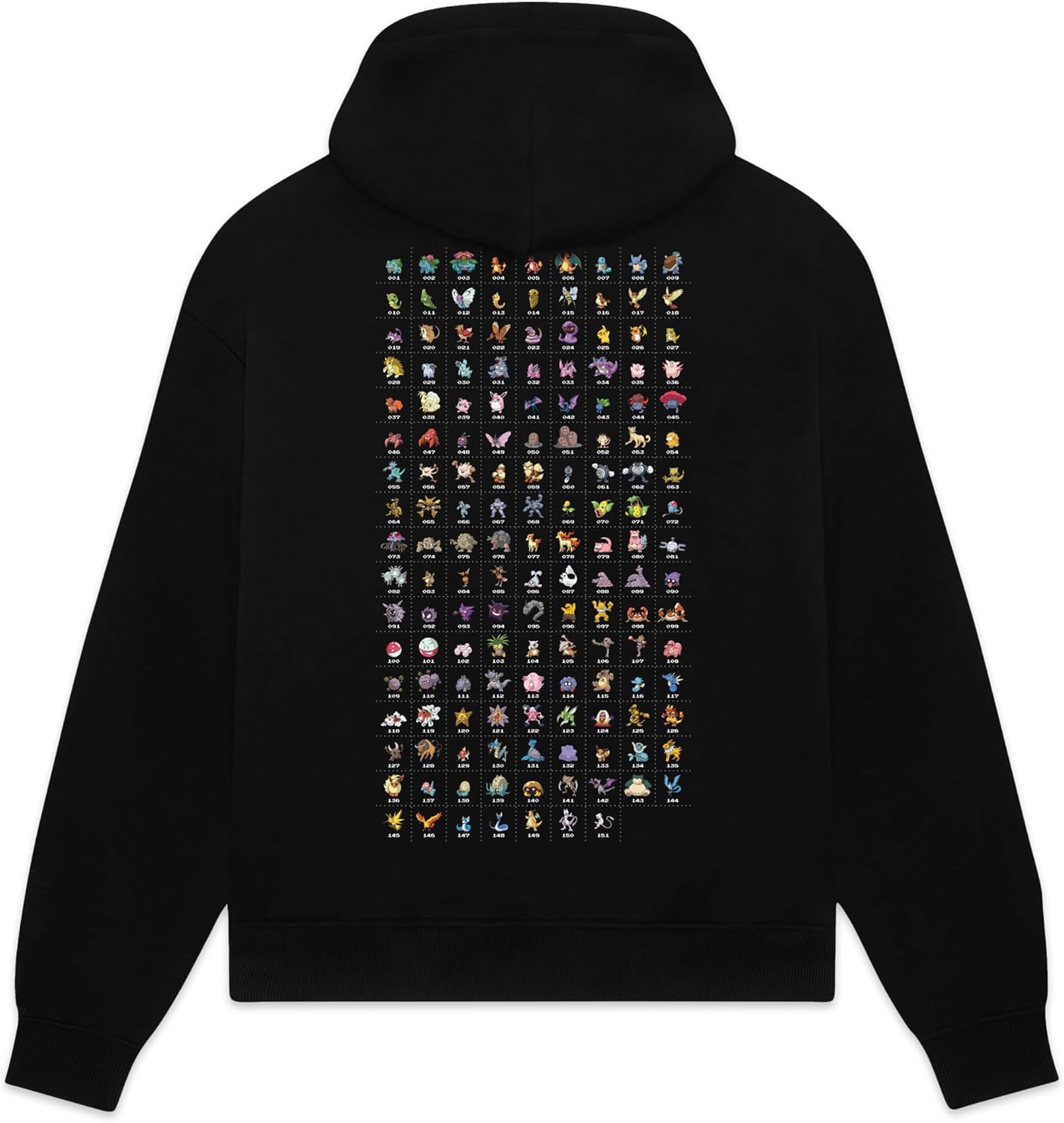 Detalle de Dolly Noire Pokémon Pokédex Hoodie Nero – Unisex, Felpa in Cotone Misto con Ricamo, Collezione Ufficiale