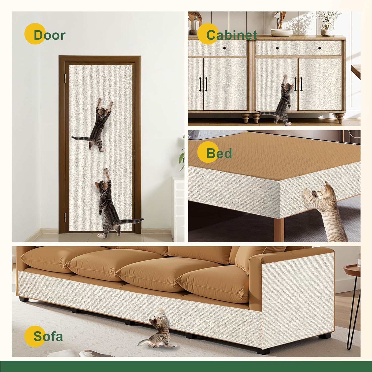 Thumbnail 2 de Gimars selbstklebende Kratzmatte 200 × 40 cm (beige) für Sofa, Wand & Möbel mit Zusatz-Klebeband