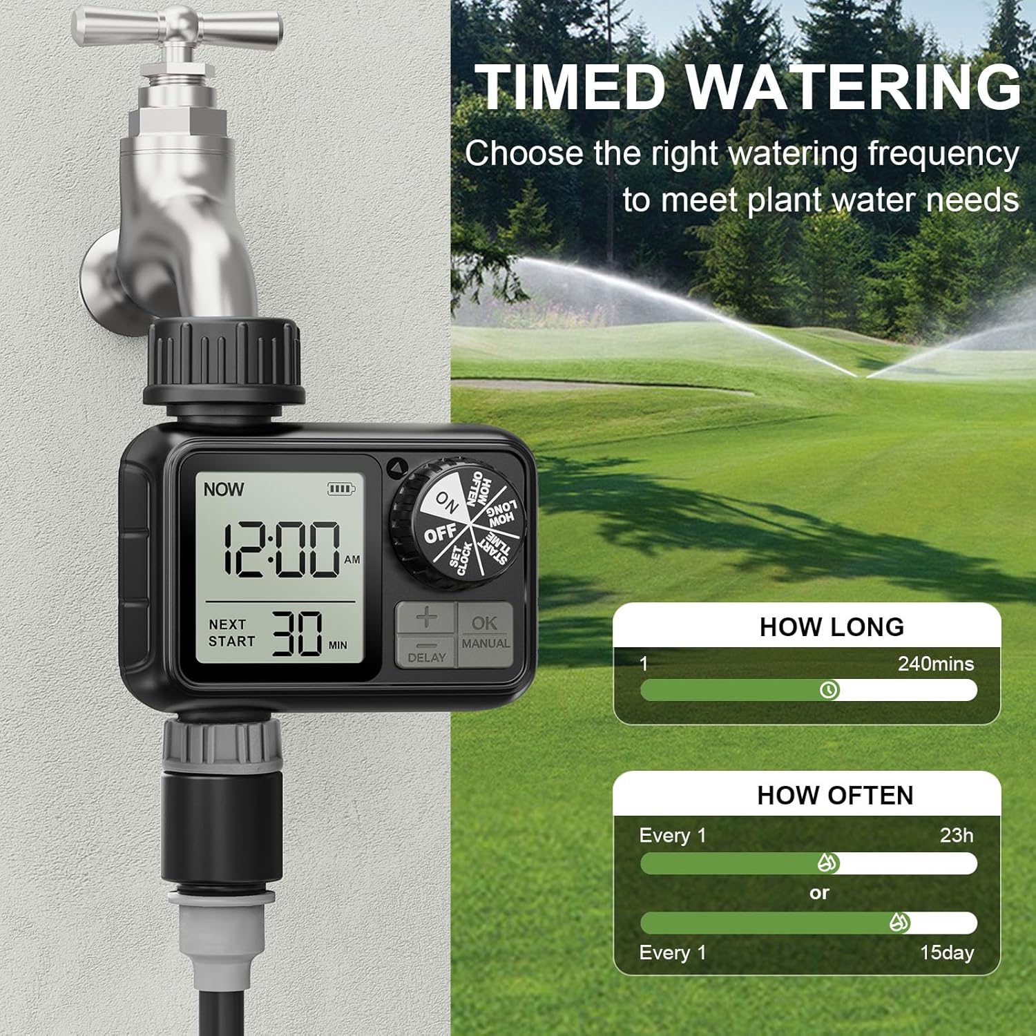Thumbnail 4 de Xtsuen Bewässerungscomputer für Schlauchbewässerung mit Regenverzögerung & manuellem Modus