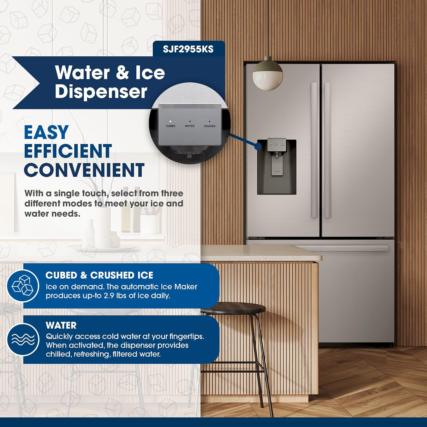 Detalle de Sharp SJF2955KS 28.9 cu. ft. French Door Refrigerator with Ice and Water