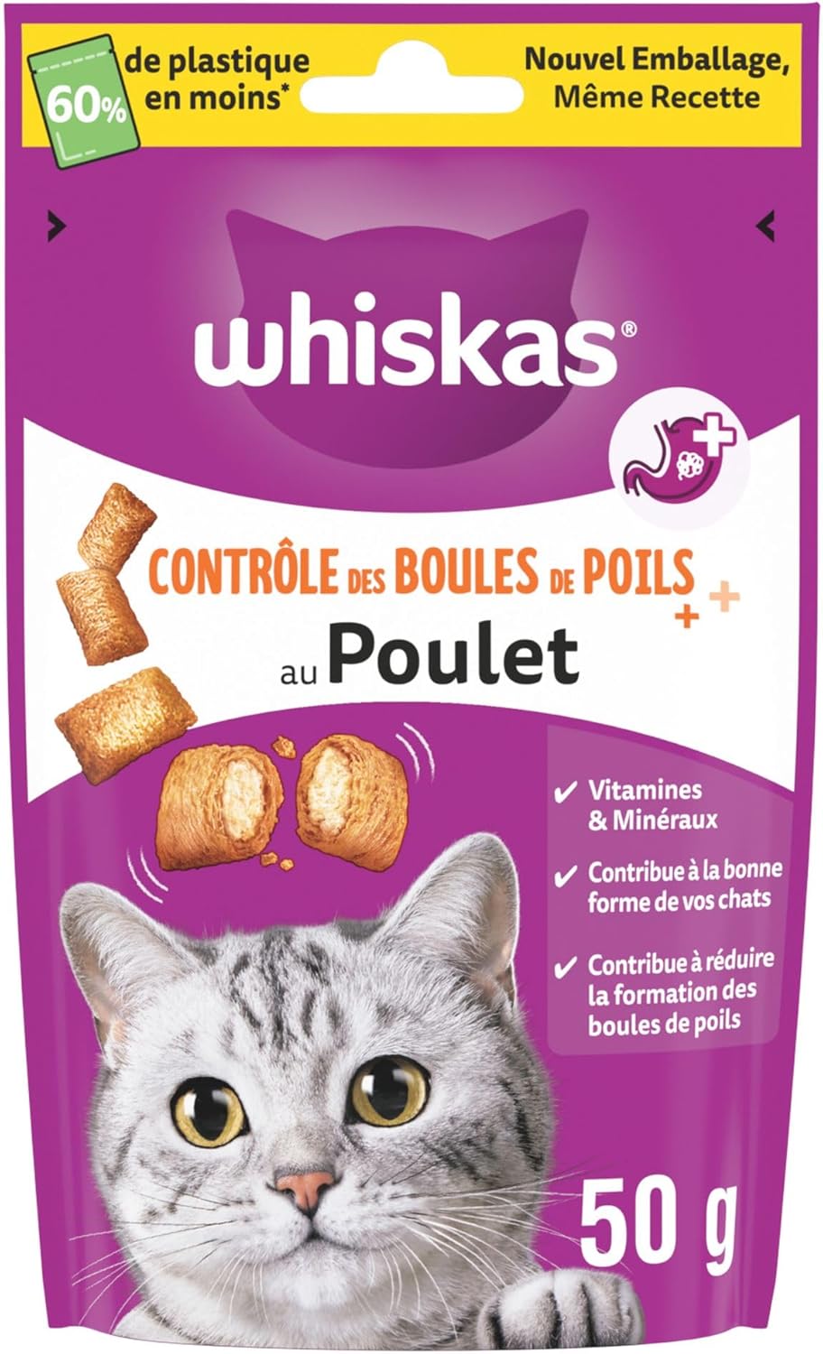 Detalle de Whiskas Contrôle des Boules de Poils Friandises pour Chats 50g Lot de 6