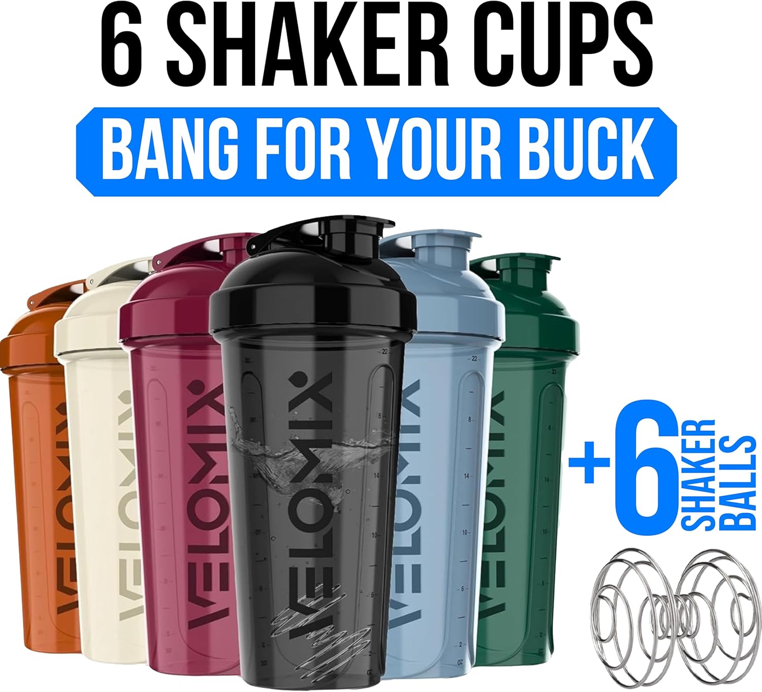 Thumbnail 1 de VELOMIX 6-Pack 28 oz protein shaker 🥤