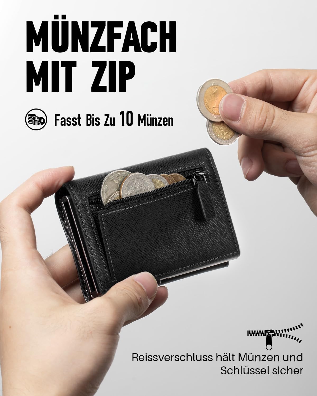 Thumbnail 3 de MYSHION Herren-Geldbörse mit Münzfach, Sichtfenster & RFID-Schutz – Smart Wallet mit 6 Kartenfächern