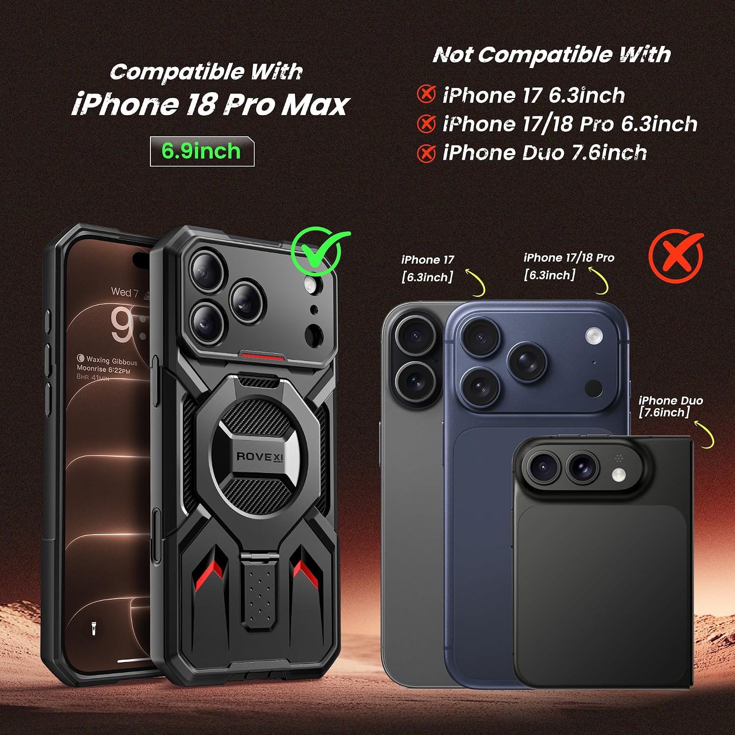 Detalle 2 de TONGATE iPhone 18 Pro Max Case with Magnetic Stand, MagSafe and Privacy Screen
