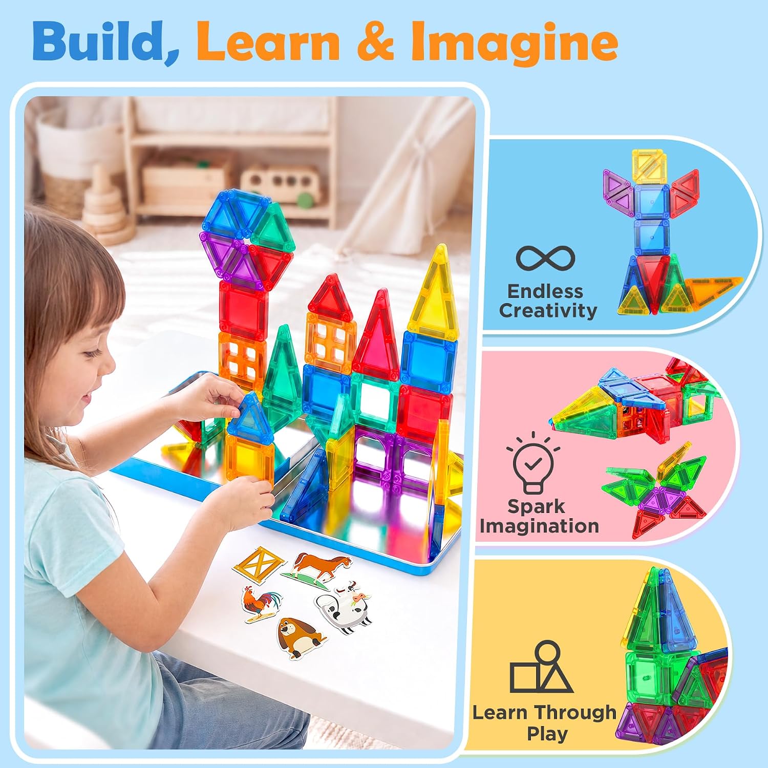 Detalle de URMYWO Magnetic Building Tiles, 36-Piece Set