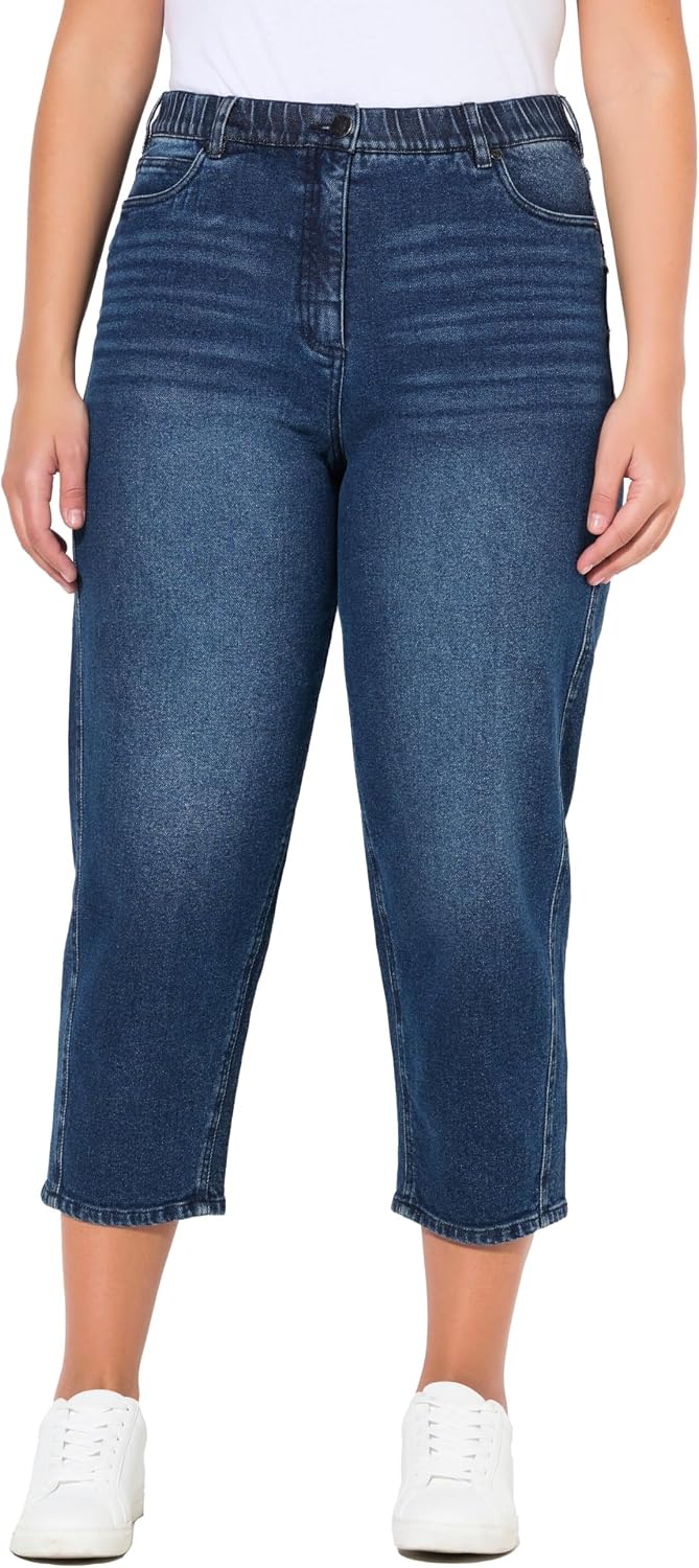 Detalle de Ulla Popken Mom-Jeans con gamba affusolata e comfort in denim donna