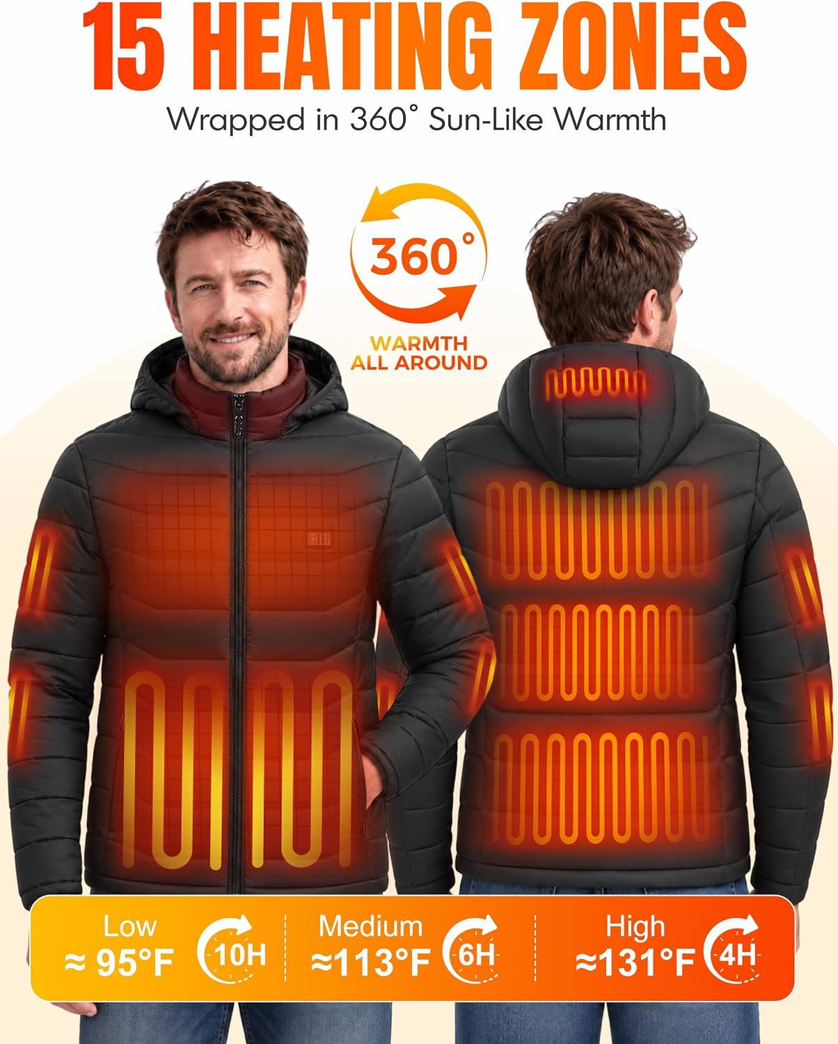 Detalle 2 de MOZZROZZ Heated Jacket for Men and Women, 15-Zone Heating, Dual Controls