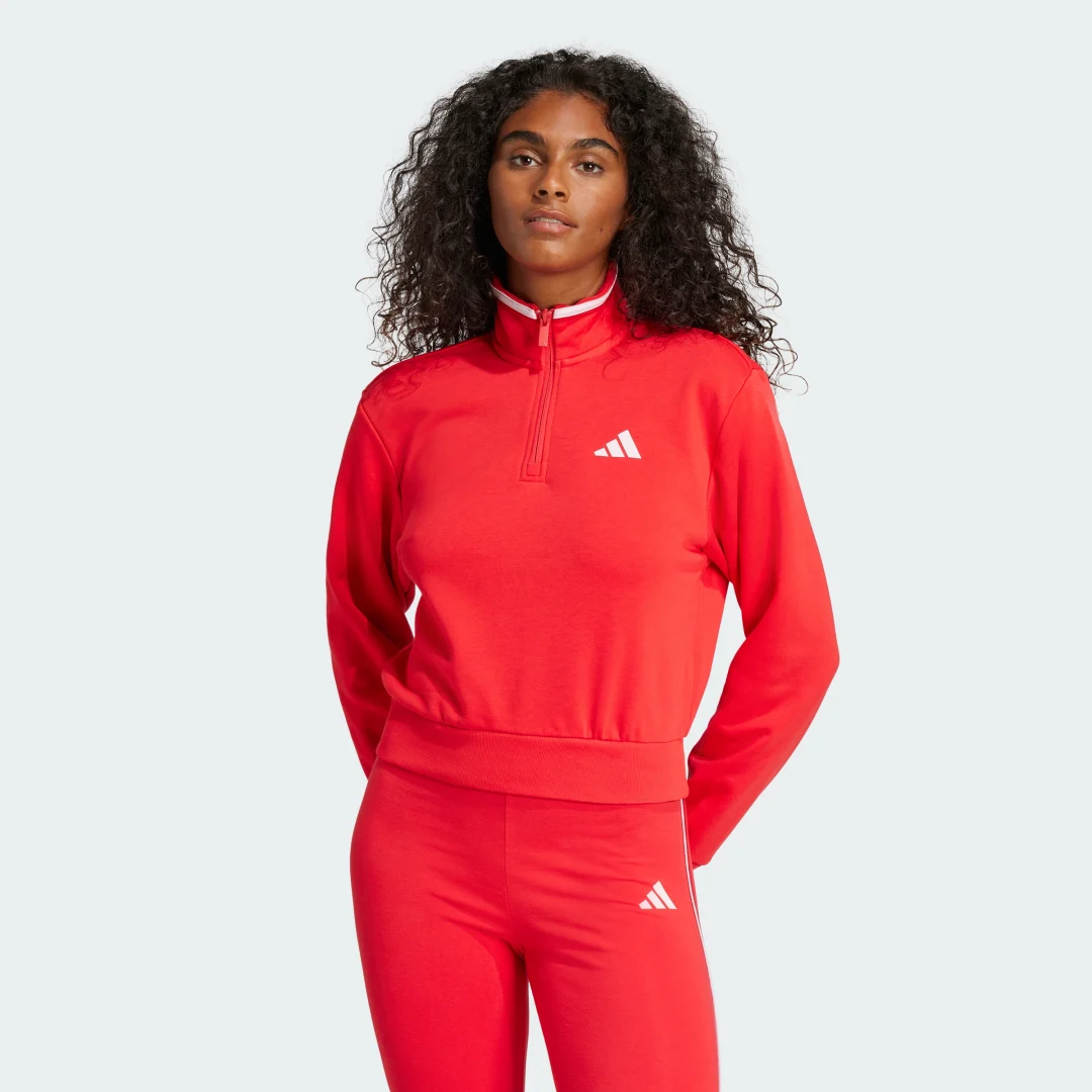 Detalle de adidas Essentials Sudadera quarter-zip 30 días Rojo