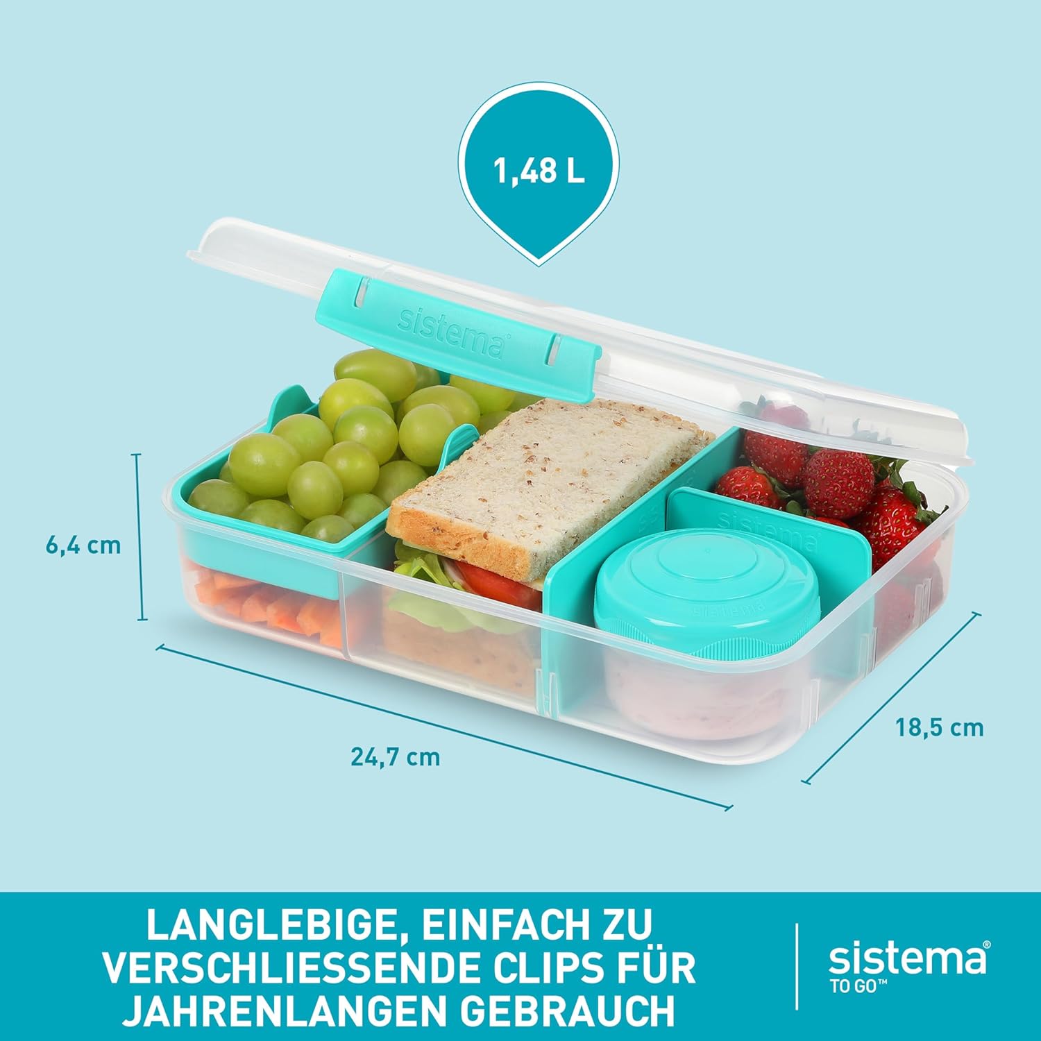 Thumbnail 4 de Sistema Bento Create Brotdose mit Fächern – 1,48 L, 2er Set in Minty Teal