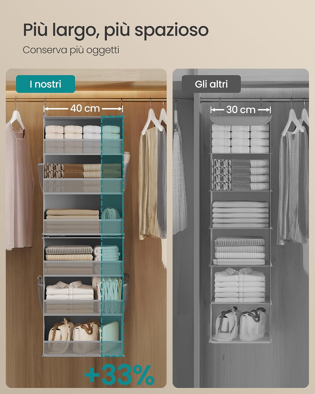 Detalle 1 de SONGMICS RCH008G01 organizer armadio da appendere 2 set