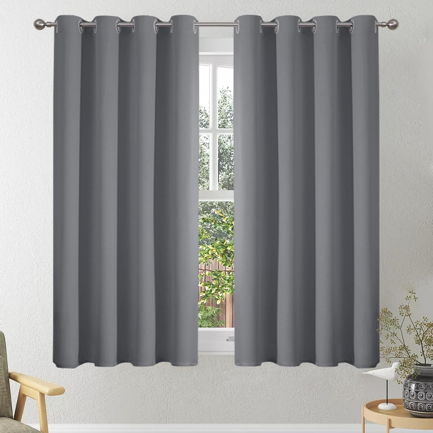 Detalle de VEHEDE Blackout Short Curtains 54in drop
