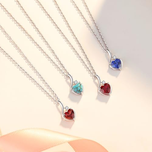 Thumbnail 4 de FANCIME 14ct White Gold Heart Garnet Pendant Necklace with Diamond Detail