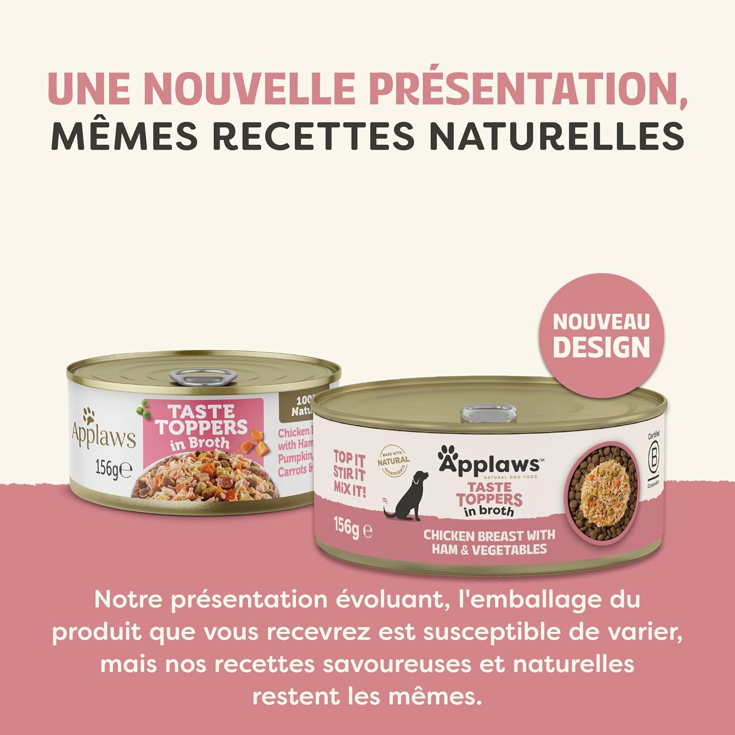 Detalle de Applaws Lot de 12 boîtes Nourriture Humide 100% Naturelle pour Chien – Poitrine de poulet avec jambon et légumes en bouillon, 156 g