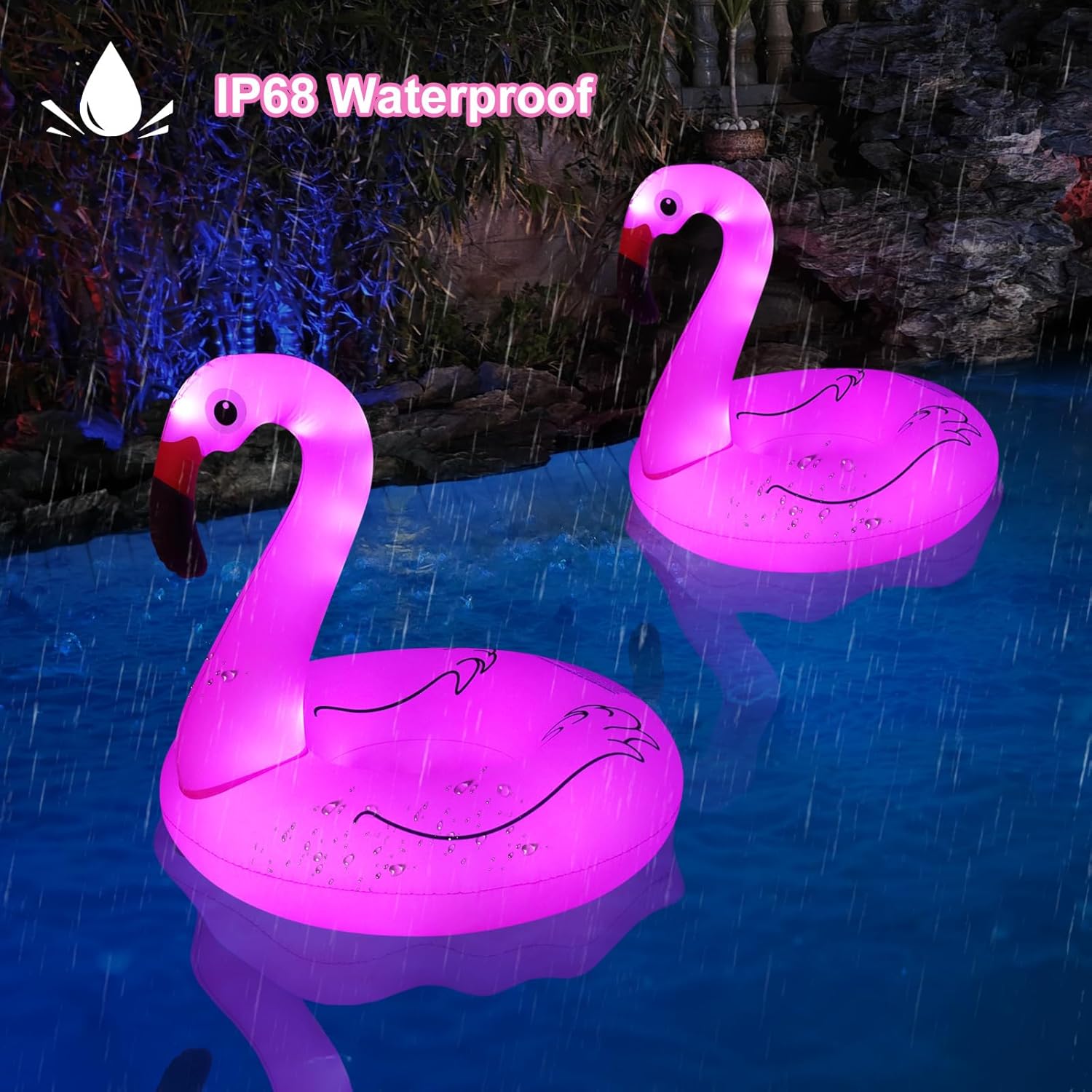 Thumbnail 6 de DeeprBling Aufblasbar Flamingo-Schwimmring mit Lichtern – Großer Pool Flamingo für Erwachsene