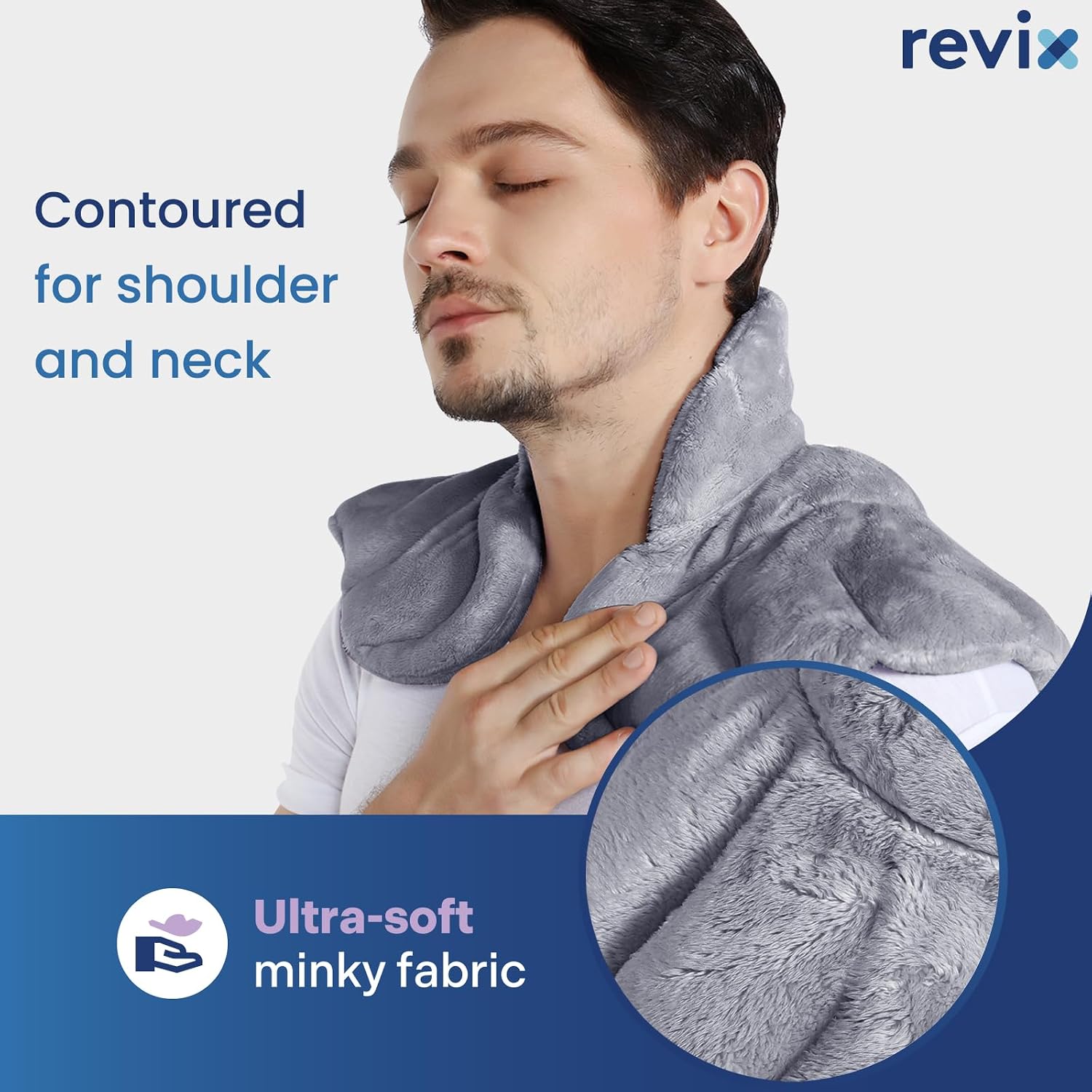 Detalle 2 de REVIX REX006 Microwaveable Heating Pad, Plush Moist-Heat Wrap, Gray