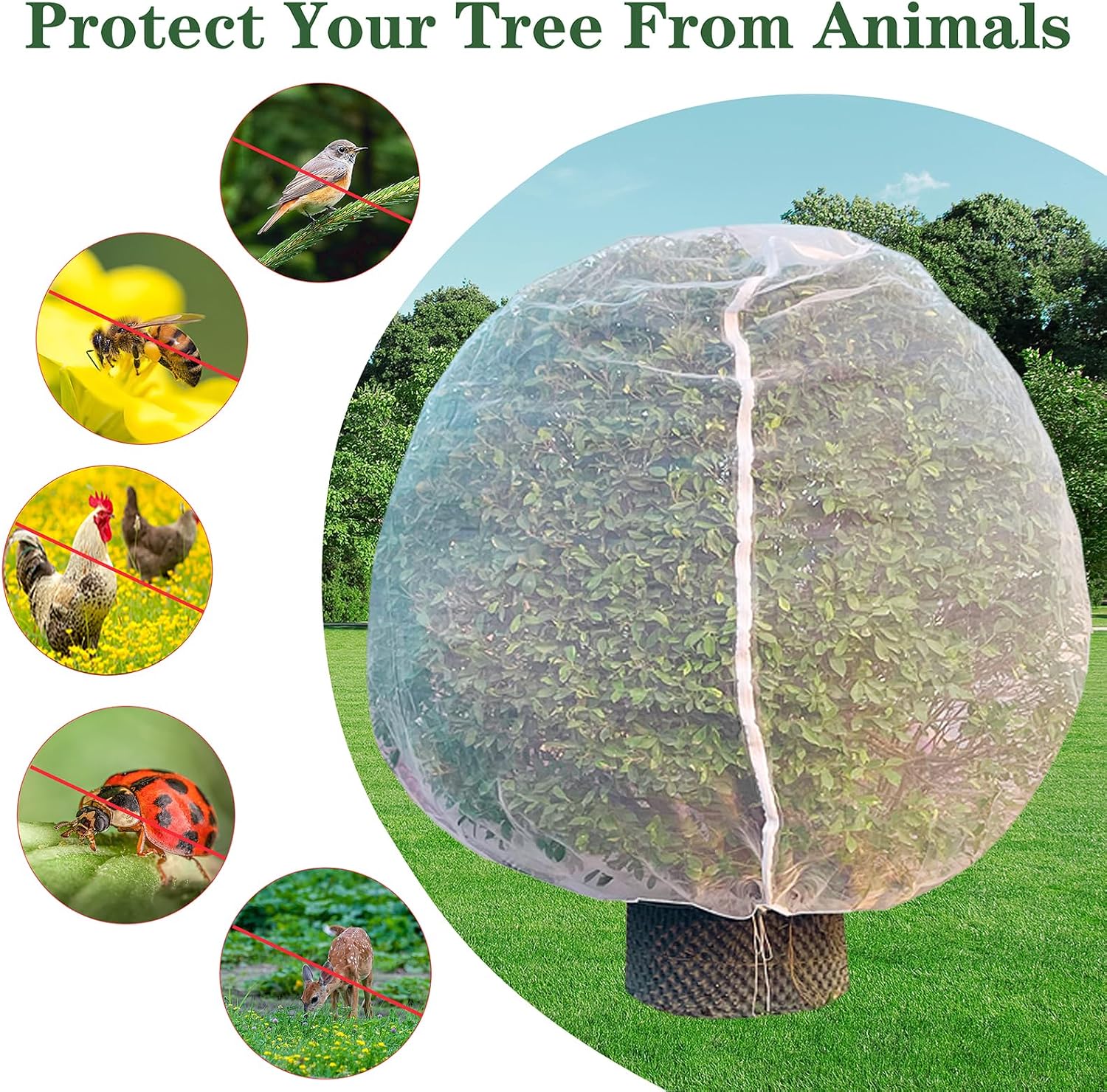 Detalle 2 de 3x3M Fruit Tree Net: Large Garden Netting with Drawstring and Zipper for Bird and Insect Protection