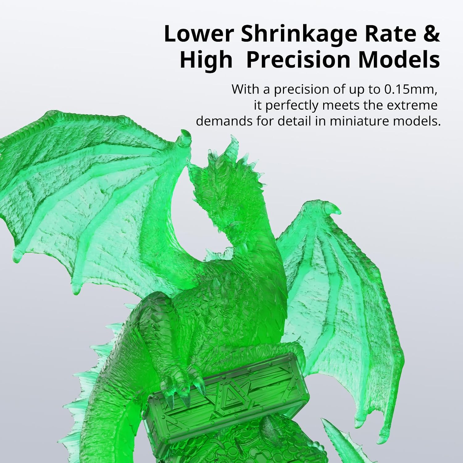 Detalle de ANYCUBIC Water Washable 3D Printer Resin 2.0 (Transparent Green) – LCD/DLP, 1kg