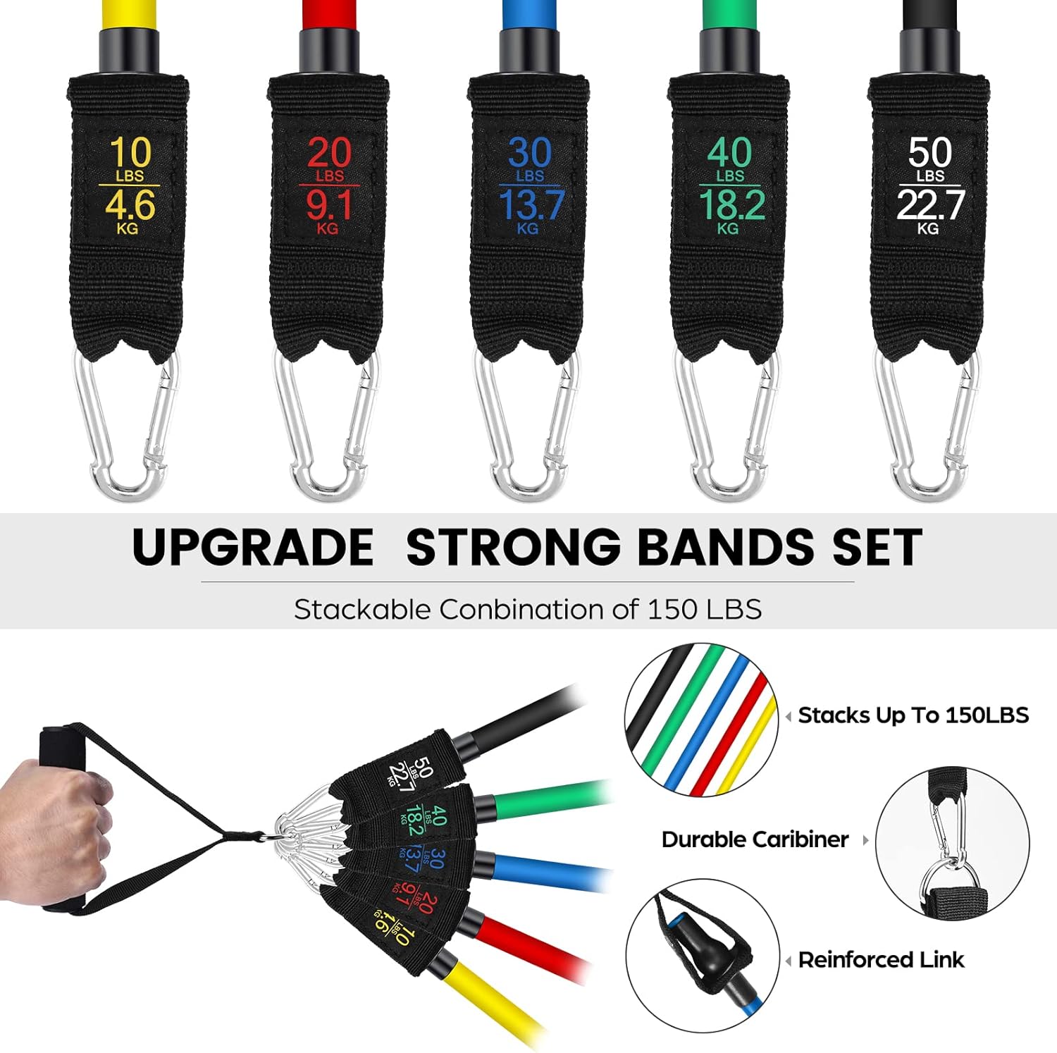 Thumbnail 2 de Odoland Élastiques de Musculation - Set Bandes d’Exercice (Kit 5 tubes + 4 bandes) avec Accessoires