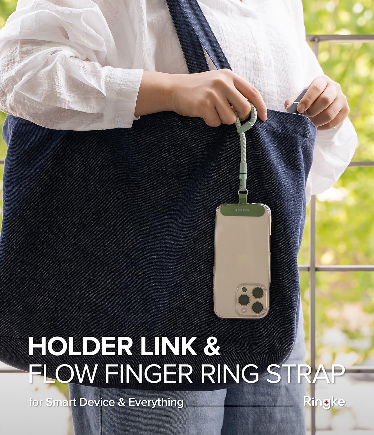 Detalle de Ringke Holder Link Flow Finger Ring Strap with Patch - Mute Mint