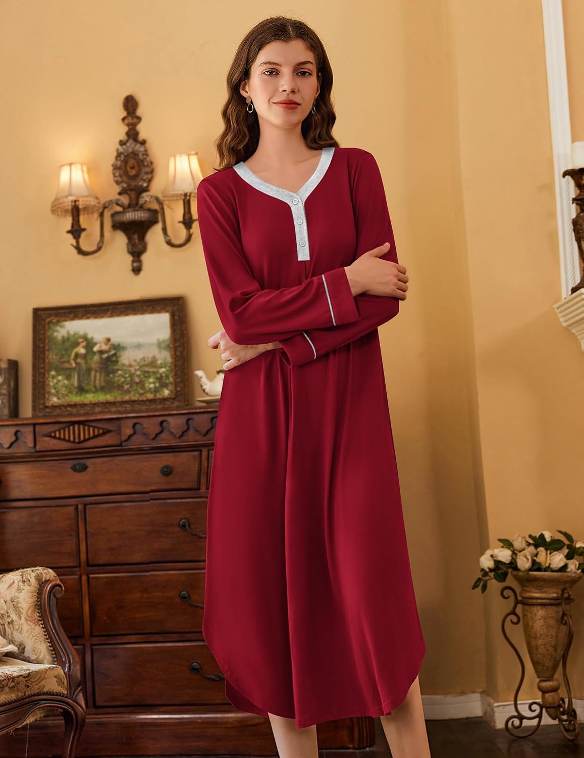 Detalle 2 de Ekouaer Women's Modal Nightgown