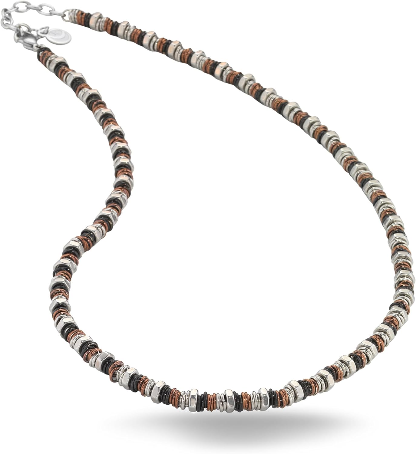 Detalle de Collier Homme inSCINTILLE en Acier Inoxydable – Longueur réglable 48–53 cm with rondelles et boulons