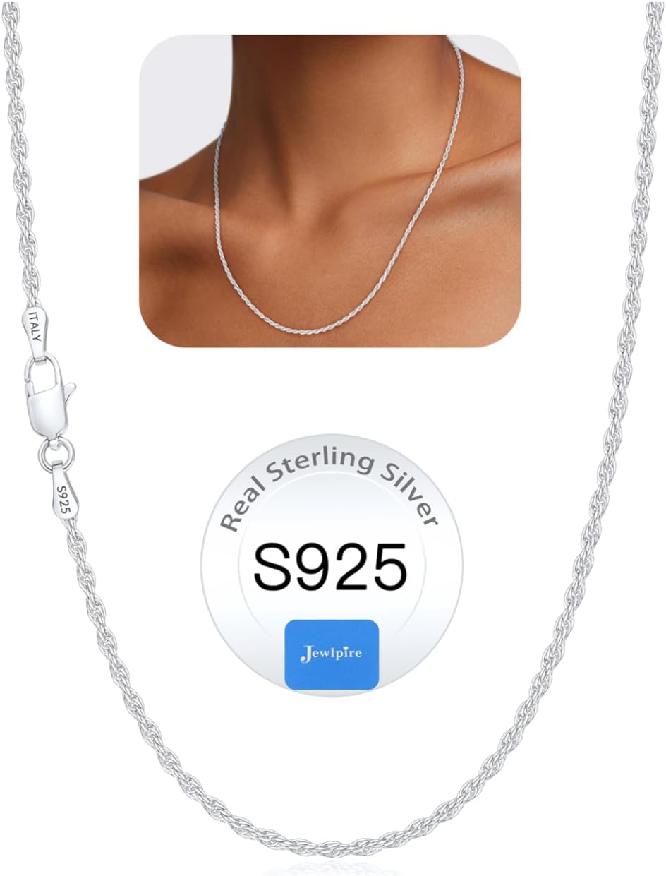 Detalle de Jewlpire Sterling Silver Chain Necklace, 925