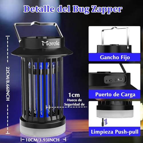 Detalle 2 de Morole 2 en 1 Lampara Antimosquitos USB-C Colgante con LED Recargable