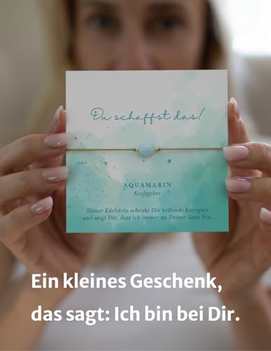 Detalle 2 de happymaker Mutmacher Geschenk Aquamarin-Armband – handgemacht in Deutschland
