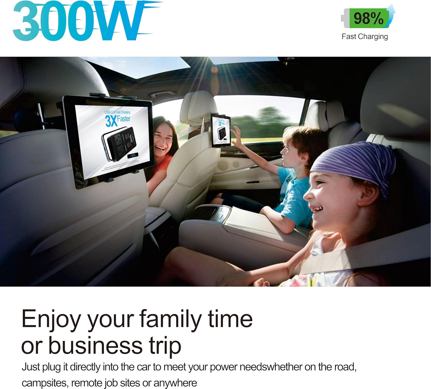 Detalle de 300W Car Power Inverter: 12V to 110V with 65W USB-C Fast Charging