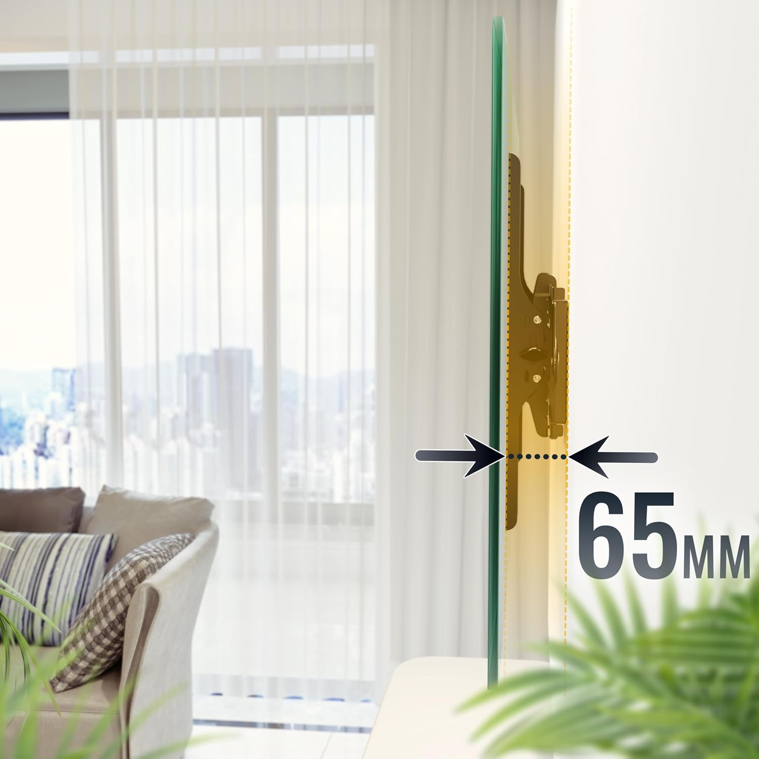 Detalle de RICOO R07 Support mural TV 40–100 pouces — inclinaison ±15°, fixation murale ultracourte