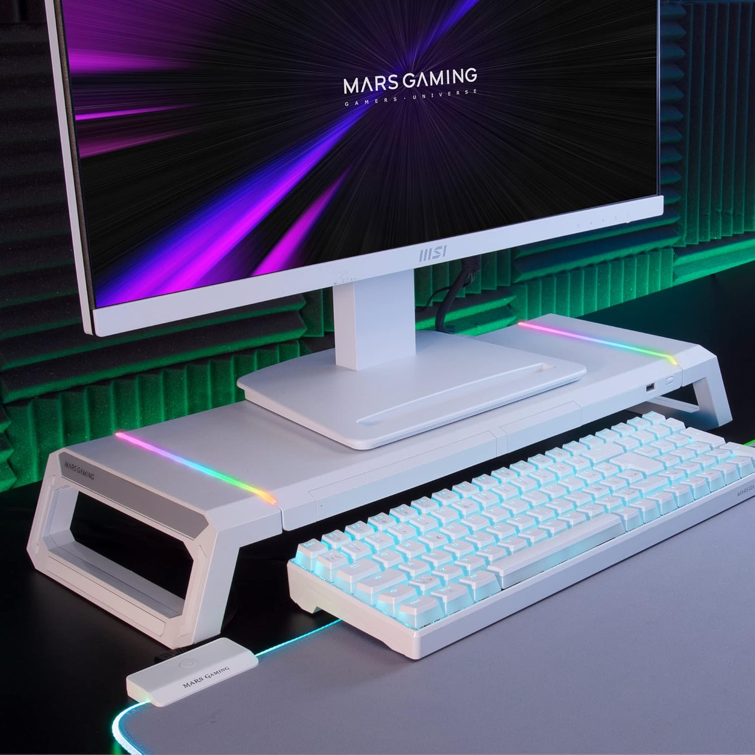 Thumbnail 5 de Mars Gaming MGS-ONE Bianco: supporto monitor con Chroma RGB, braccio regolabile e USB 2.0 frontale