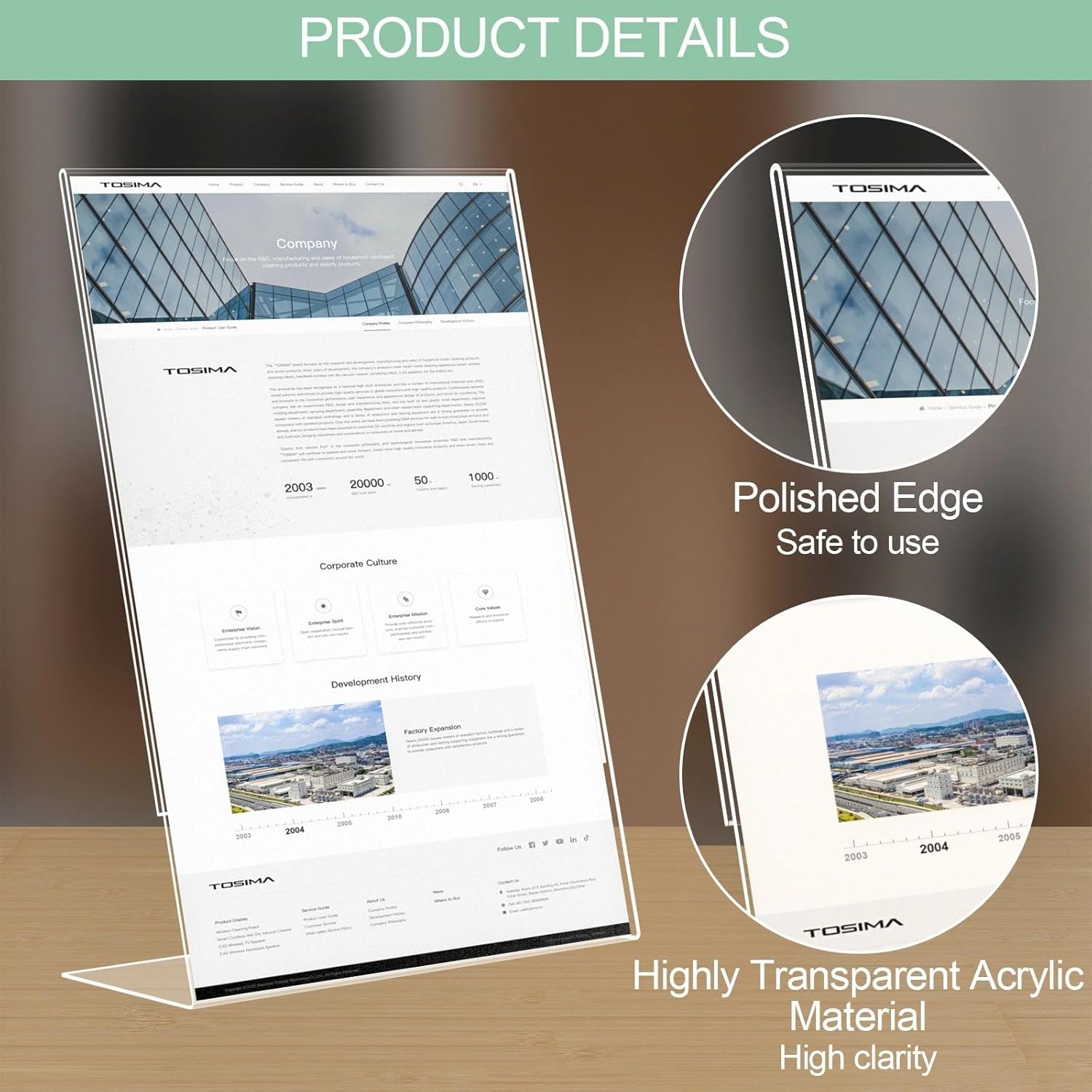 Thumbnail 2 de Comzantor 6 Stück L-Form Aufsteller – transparente Acryl-Tischaufsteller für A4-Dokumente