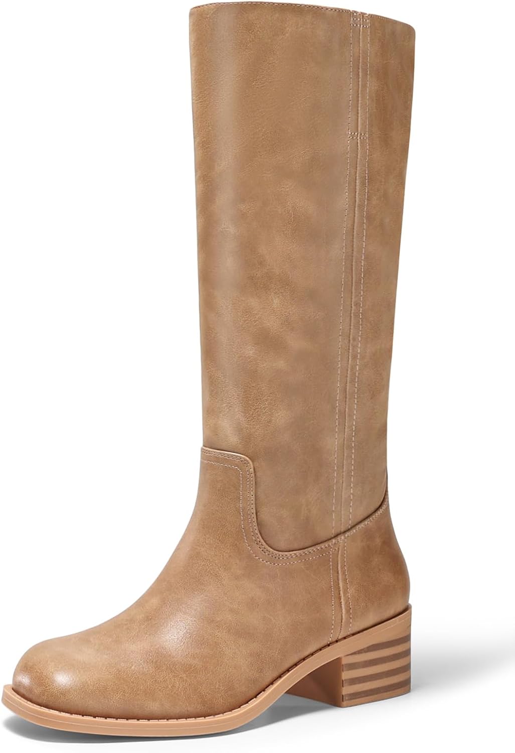 Detalle de Coutgo Women's Knee-High Boots with Square Toe and 1.57-Inch Block Heel