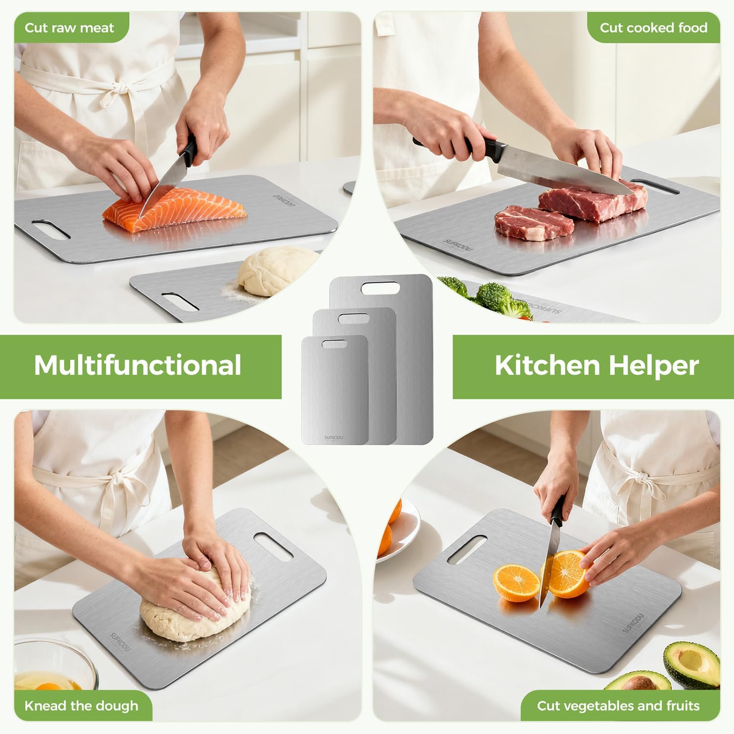 Thumbnail 6 de 3 Piece Titanium Cutting Boards for Kitchen – Double-Sided, Non-Toxic & Dishwasher Safe