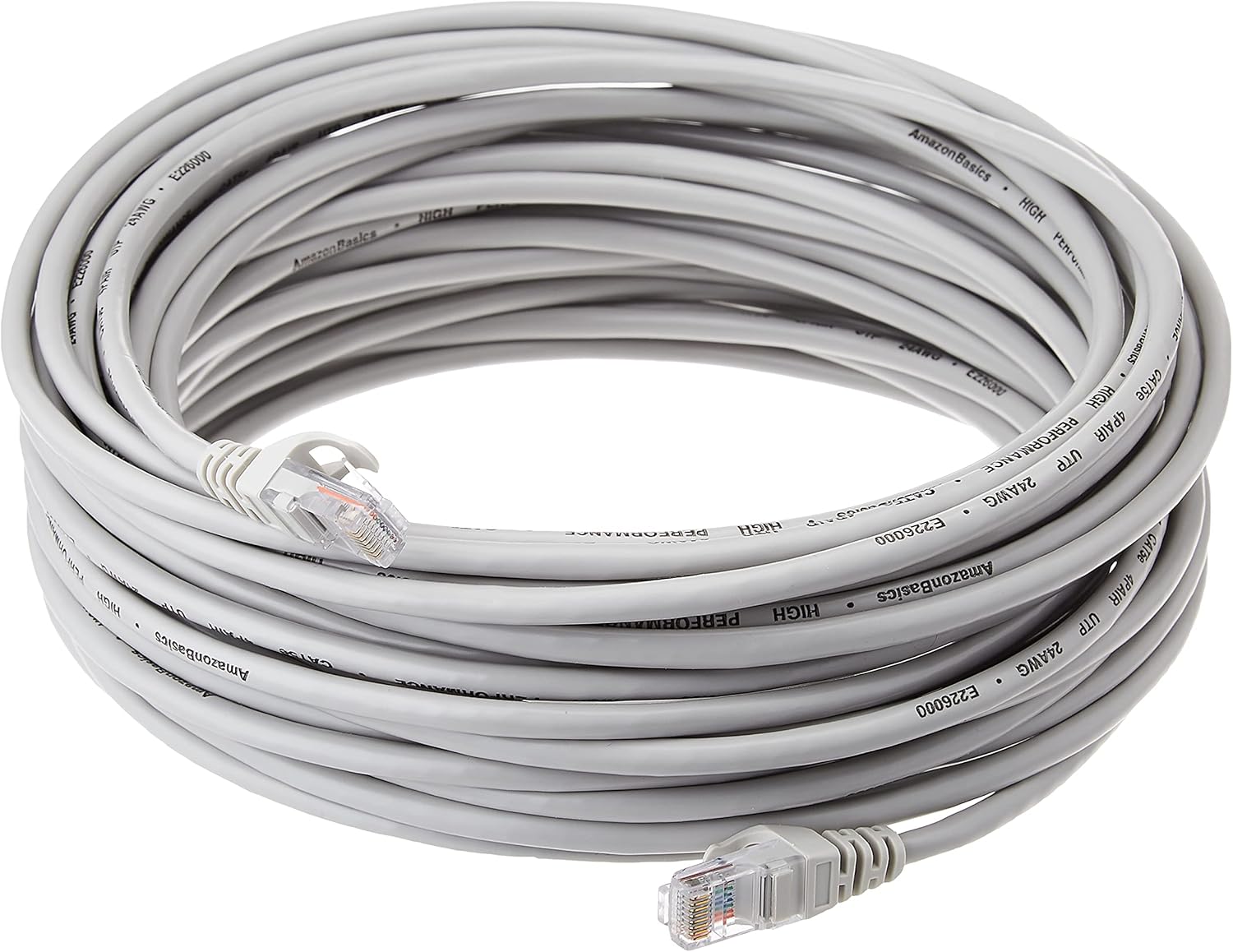 Amazon Basics RJ45 Cat-5e Network Ethernet Cable – 50 feet (15.2 metres) in Grey