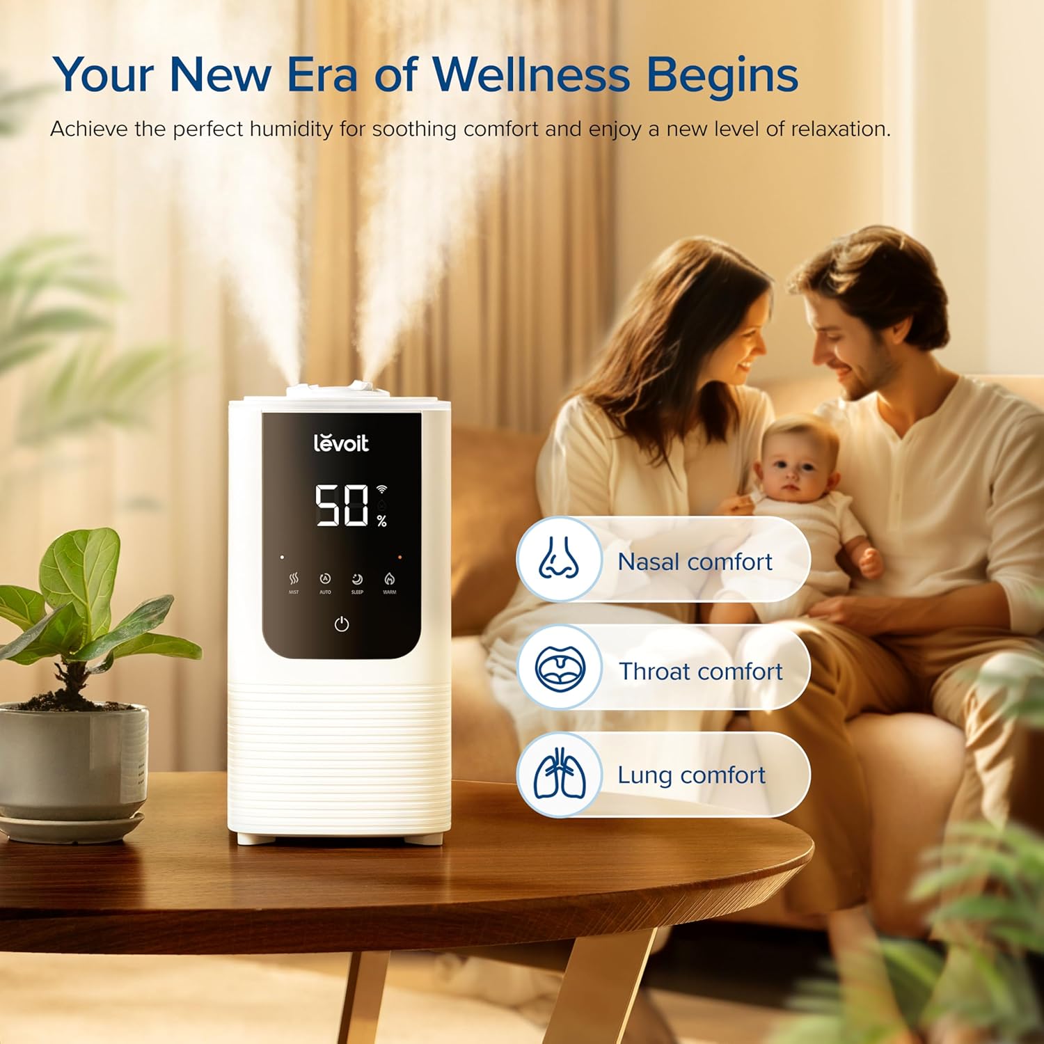 Detalle 2 de Levoit OasisMist 450S LUH-O451S-WCA Smart Warm and Cool Mist Humidifier