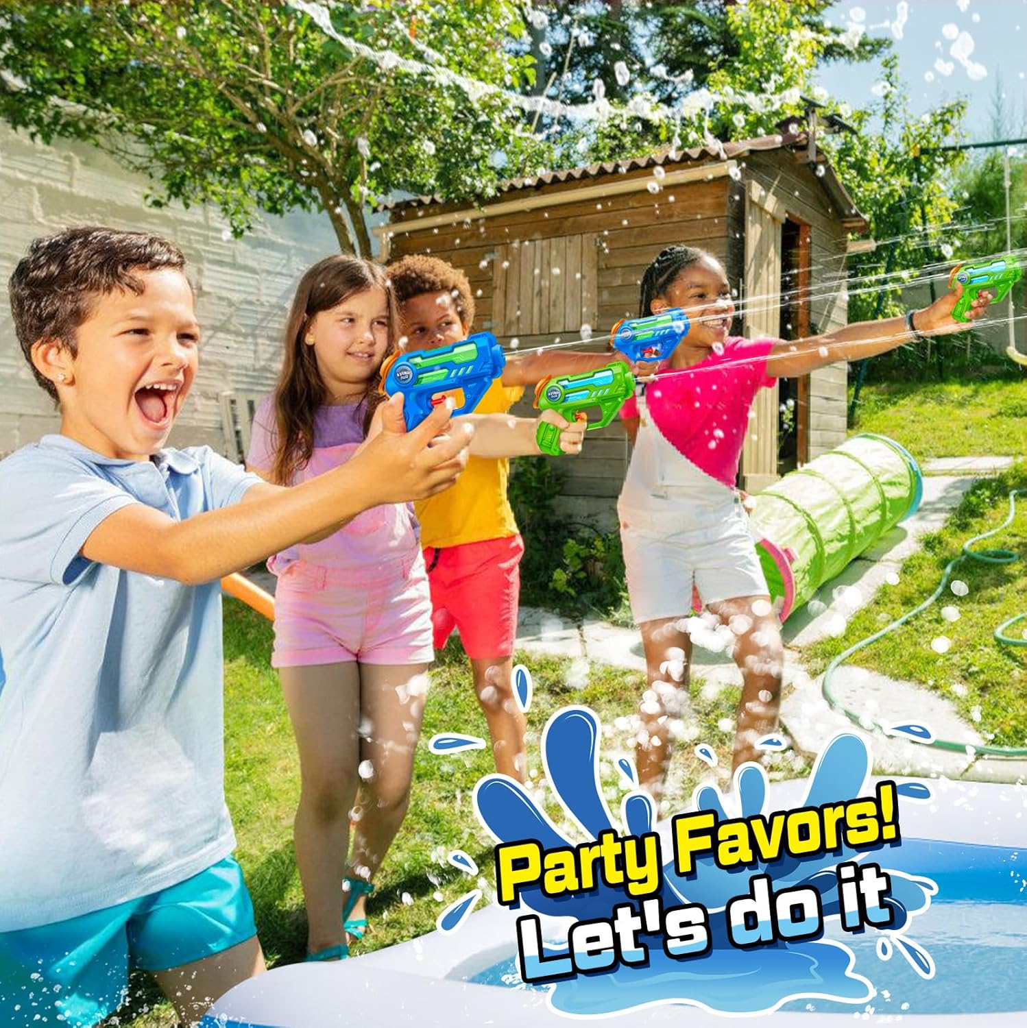 Detalle de Pistole Acqua Doviden_Mini per Bambini – Set da 6 pezzi, gittata 7 m, giochi estivi in piscina/spiaggia