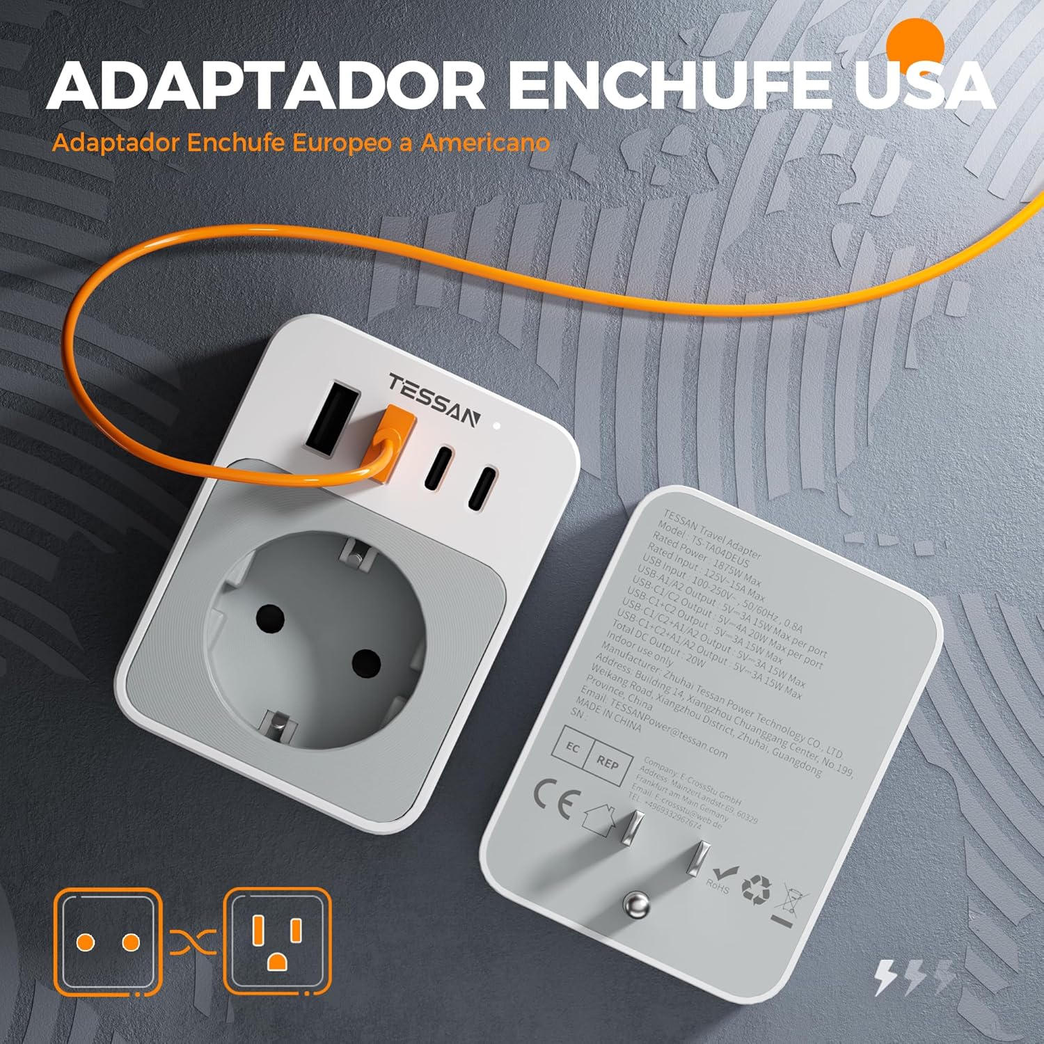 Thumbnail 1 de TESSAN Adaptador Enchufe USA 1875W