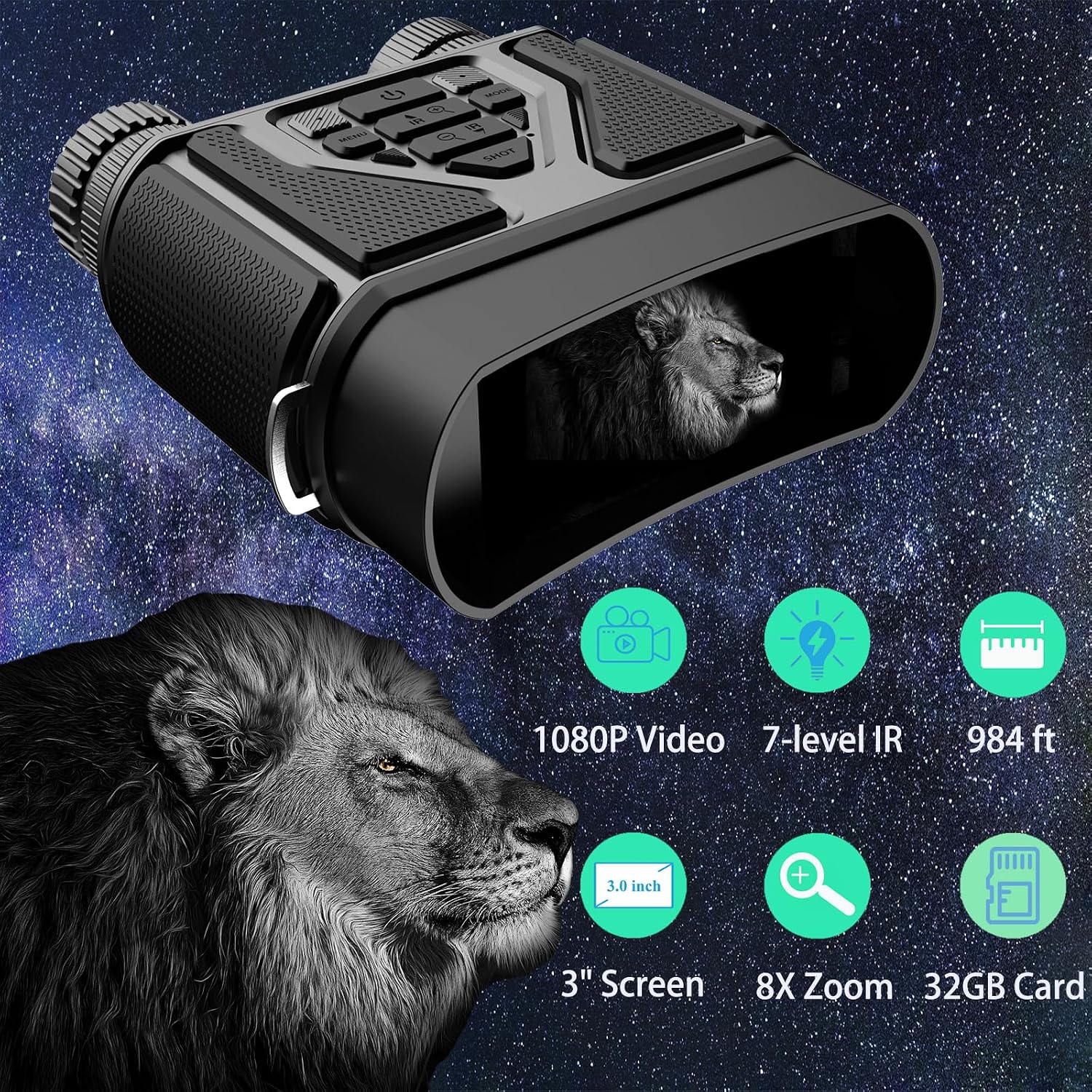 Thumbnail 1 de sxjyicam Night Vision Goggles with 8x Digital Zoom and 7-Level IR